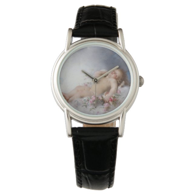 Sleeping Cherub (Putto) (door Léon Bazille Perraul Horloge (Voorkant)