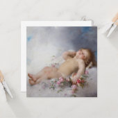 Sleeping Cherub (Putto) (door Léon Bazille Perraul Kaart (Voorkant / Achterkant in situ)