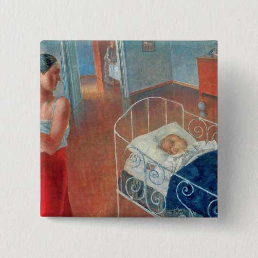 Sleeping Child, 1924 Vierkante Button 5,1 Cm (Voorkant)