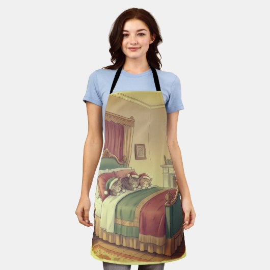 Sleeping Christmas Cats Apron Schort (Gedragen)