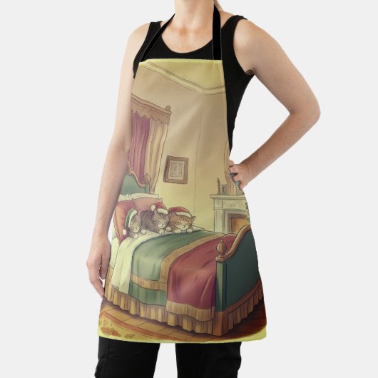 Sleeping Christmas Cats Apron Schort (Insitu)
