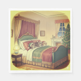 Sleeping Christmas Cats Napkins Servet