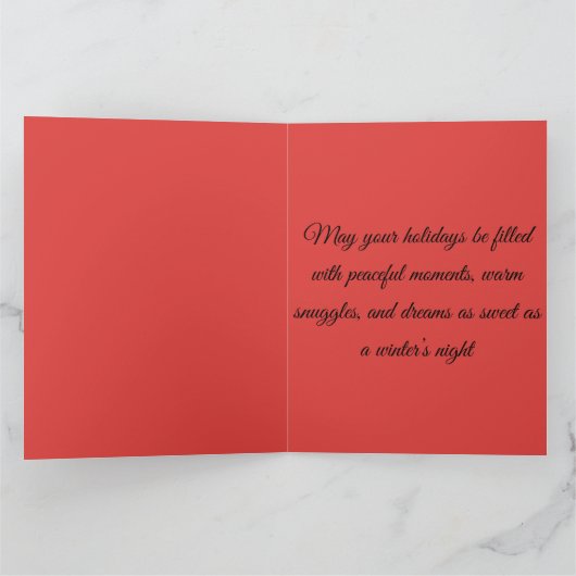 Sleeping Christmas Elf met Calico Kitten Kaart (Binnen)