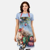 Sleeping Christmas Elf met Calico Kitten Schort (Gedragen)