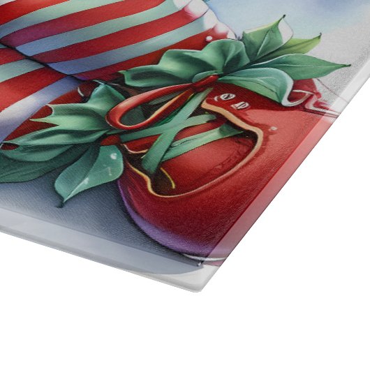 Sleeping Christmas Elf met Calico Kitten Snijplank (Hoek)