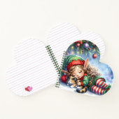 Sleeping Christmas Elf with Calico Kitten Notitieboek (Binnen)
