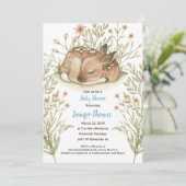 Sleeping Deer Baby shower Invitation Aankondiging (Staand voorkant)