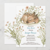 Sleeping Deer Baby shower Invitation Aankondiging (Voorkant / Achterkant)