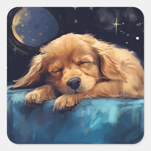 Sleeping Dog Vierkante Sticker (Voorkant)