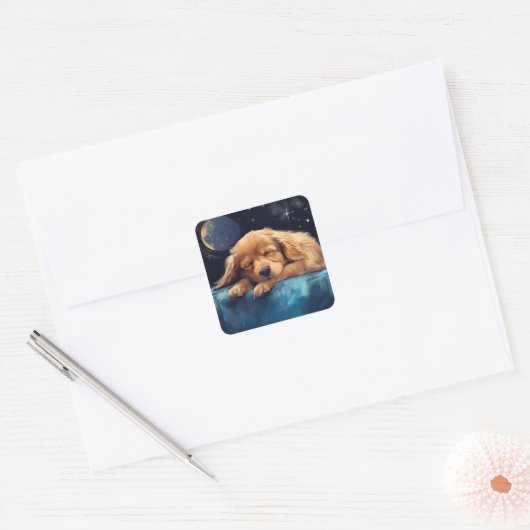Sleeping Dog Vierkante Sticker (Envelop)
