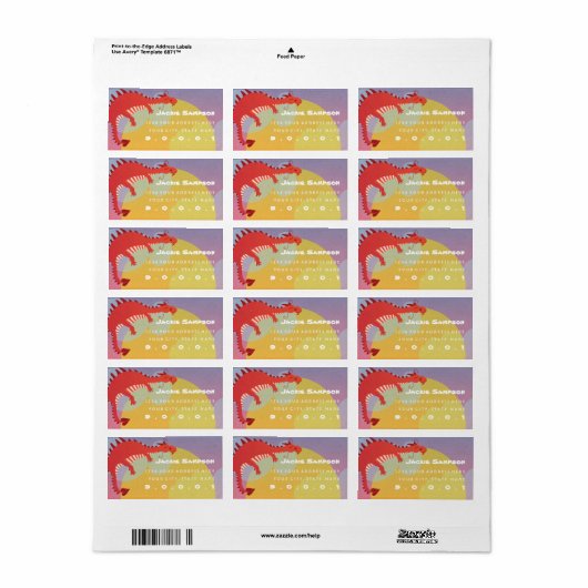 Sleeping Dragon Fantasy Kinder adreslabel Etiket (Full Sheet)