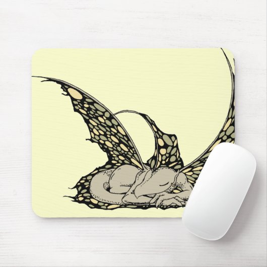 Sleeping Dragonette (geel) Mousepad Muismat (Met muis)