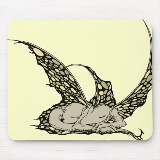 Sleeping Dragonette (geel) Mousepad Muismat (Voorkant)