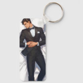 Sleeping Elegant Anime Man Sleutelhanger (Achterkant)