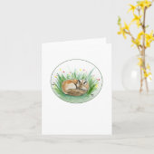 Sleeping Fox Folded Note Card Kaart (Gele Bloem)