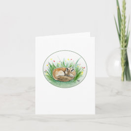 Sleeping Fox Folded Note Card Kaart