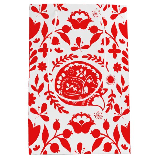 Sleeping Fox Folk Art Gift Bag Medium Cadeauzakje (Voorkant)