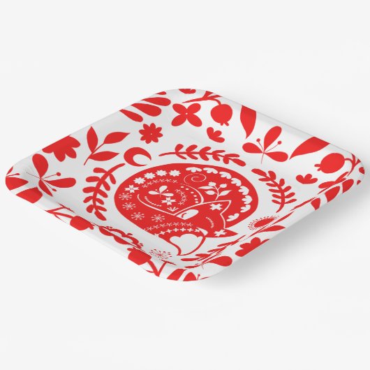 Sleeping Fox Folk Art Papieren Bordje (Gebogen)