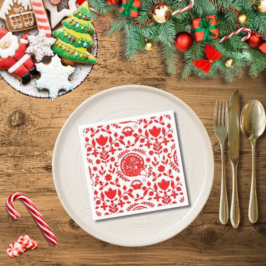 Sleeping Fox Folk Art Servet