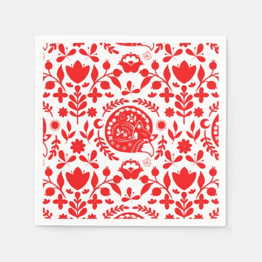 Sleeping Fox Folk Art Servet (Voorkant)