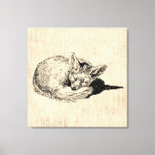 Sleeping Fox geïllustreerd Art Cute  Animal Canvas Afdruk (Voorkant)