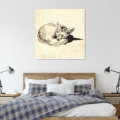 Sleeping Fox geïllustreerd Art Cute  Animal Canvas Afdruk (Insitu (Slaapkamer))