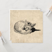 Sleeping Fox geïllustreerd Art Cute  Animal Kaart (Voorkant / Achterkant in situ)