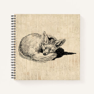 Sleeping Fox geïllustreerd Art Cute  Animal Notitieboek