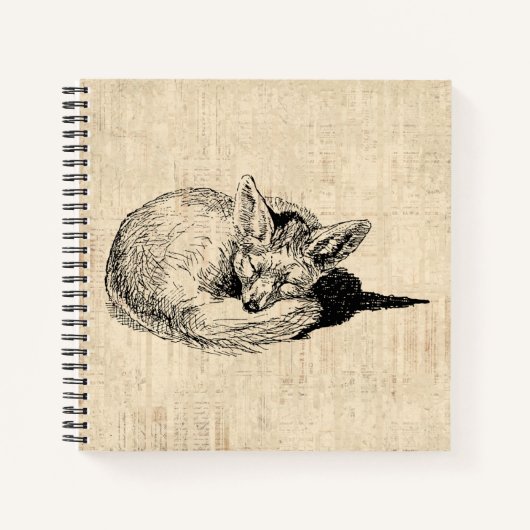 Sleeping Fox geïllustreerd Art Cute Animal Notitieboek (Voorkant)