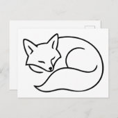 Sleeping Fox Illustration – Minimalist Line Art Briefkaart (Voorkant / Achterkant)