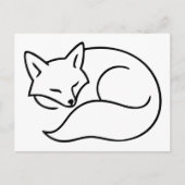 Sleeping Fox Illustration – Minimalist Line Art Briefkaart (Voorkant)