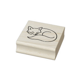 Sleeping Fox Line Art – Minimal Animal Ilustration Rubberstempel