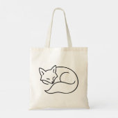 Sleeping Fox Line Art – Minimalist Woodland Animal Tote Bag (Achterkant)