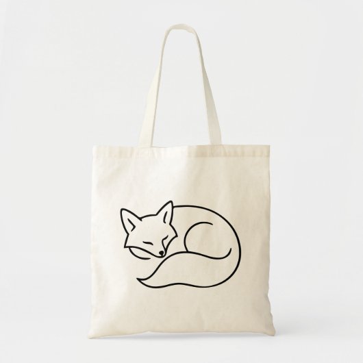 Sleeping Fox Line Art – Minimalist Woodland Animal Tote Bag (Voorkant)