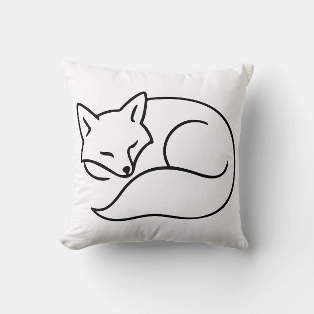 Sleeping Fox Line Art – Woodland Animal Design Kussen (Voorkant)