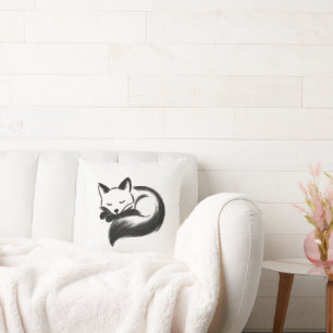 Sleeping Fox – Minimalistisch Krijt Dierlijk Ontwe Kussen