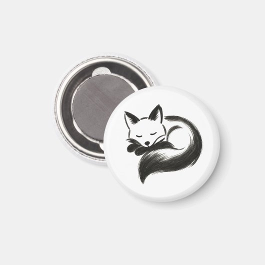 Sleeping Fox – Minimalistisch Krijt Dierlijk Ontwe Magneet (Voorkant / Achterkant)