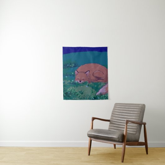 Sleeping Fox Tapestry Wandkleed (In situ)