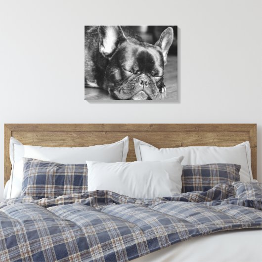 Sleeping French Bulldog Canvas Afdruk (Insitu (Slaapkamer))