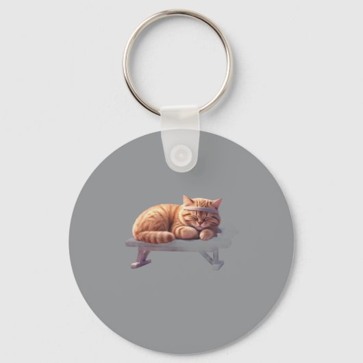 Sleeping Ginger Cat Keychain (Voorkant)