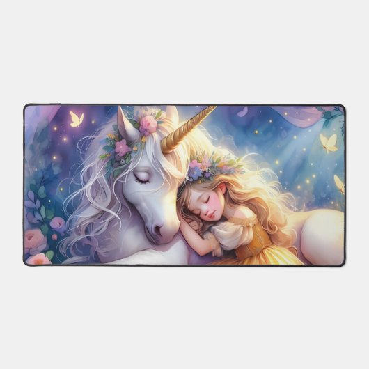 Sleeping Girl Unicorn Dreamscape Bureaumat (Voorkant)