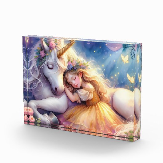 Sleeping Girl Unicorn Dreamscape Fotoblokken (Rechts)