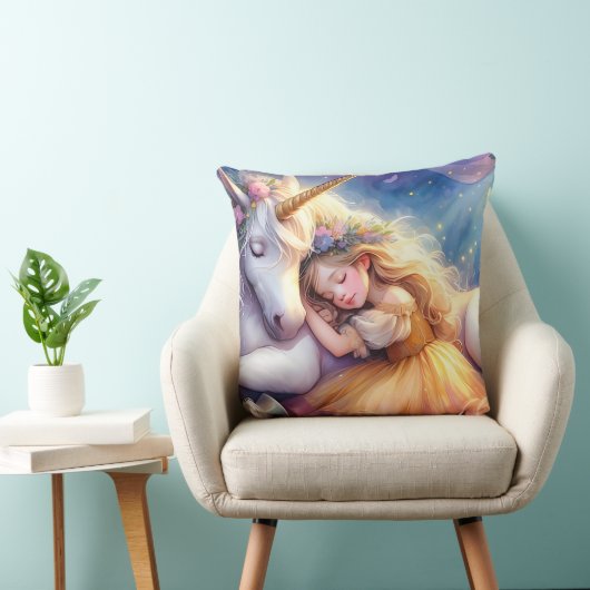 Sleeping Girl Unicorn Dreamscape Kussen (Stoel)