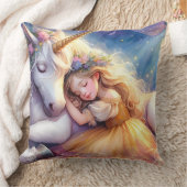 Sleeping Girl Unicorn Dreamscape Kussen (Deken)