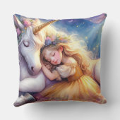 Sleeping Girl Unicorn Dreamscape Kussen (Achterkant)