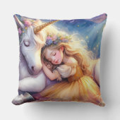 Sleeping Girl Unicorn Dreamscape Kussen (Voorkant)