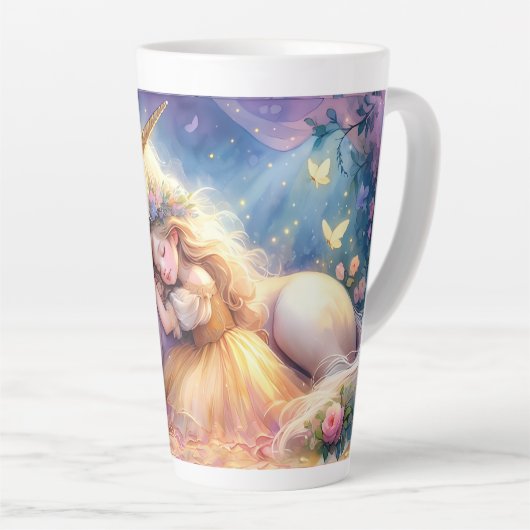 Sleeping Girl Unicorn Dreamscape Latte Mok (Rechterhoek)