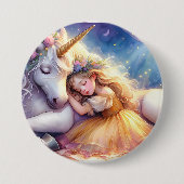 Sleeping Girl Unicorn Dreamscape Ronde Button 7,6 Cm (Voorkant)