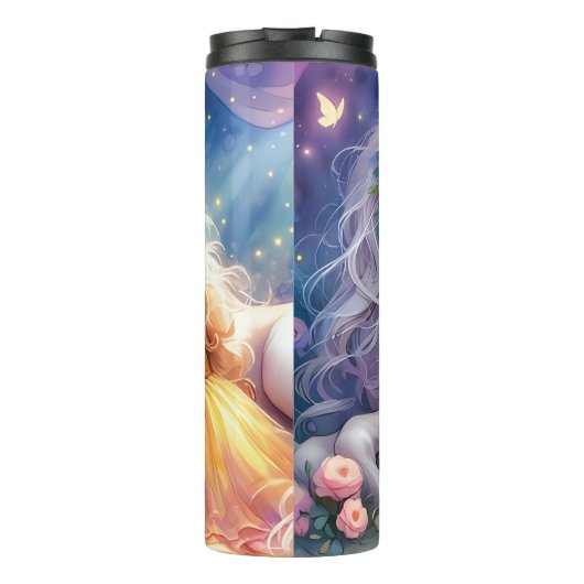 Sleeping Girl Unicorn Dreamscape Thermosbeker (Achterkant)