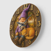 Sleeping gnome & cat cottage grote klok (Hoek)